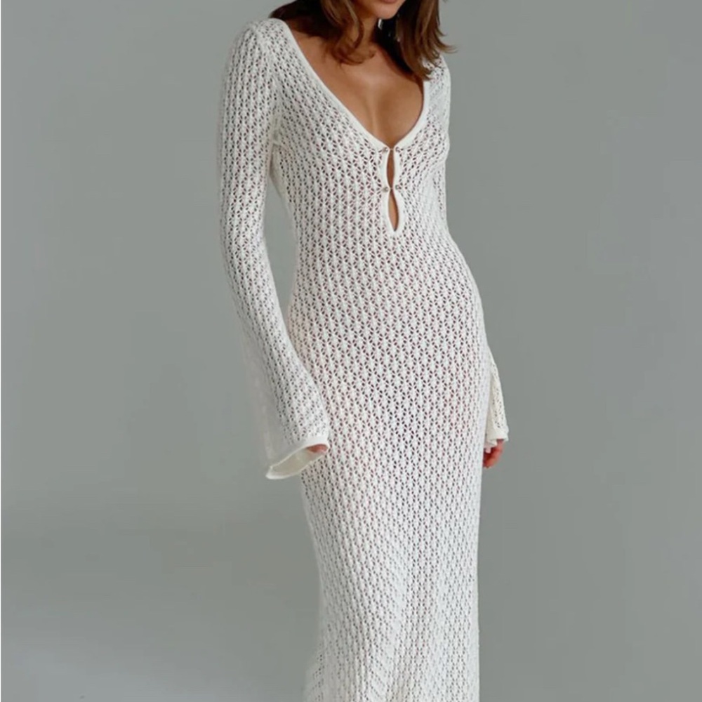 Crochet Open Back Cover Up Size M